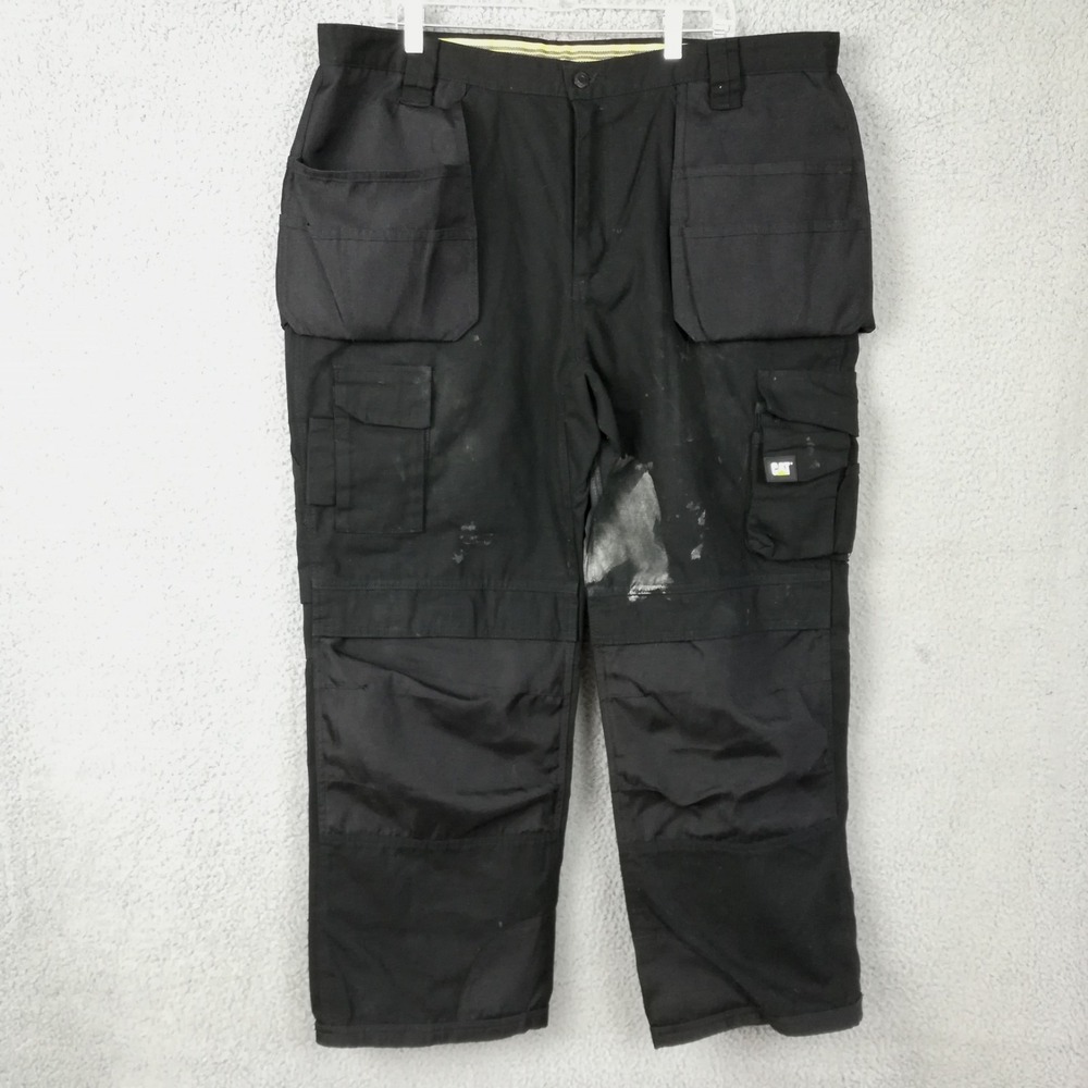 CAT Mens Pants Trademark Workwear Black Cargo Holster Oxford Panel 42x30